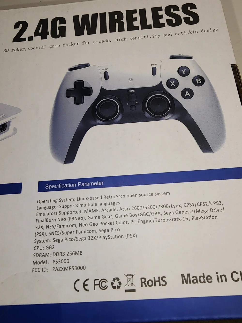 2.4G Wireless Handheld Game Controller - White and Black